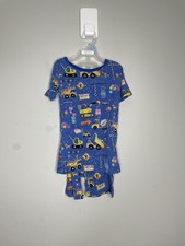 Little Sleepies Pajama Set Boys 5 Blue Birthday Builders Construction Bamboo