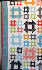 Vtg Handmade Pieced Quilt Classic Mini Churn Dash Fall Theme Queen 68x78" Farm