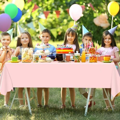 Light Tablecloth Disposable Baby Table Covers 54" x 108" Pastel 2 Pack Pink - Picture 3 of 7