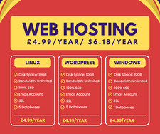 Windows Web Hosting, £4.99/year - 10GB SSD, SSL, Emails, Secured, Lightning Fast