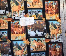 Autumn Wildlife Bear Deer Wolf Cotton fabric Half Yard