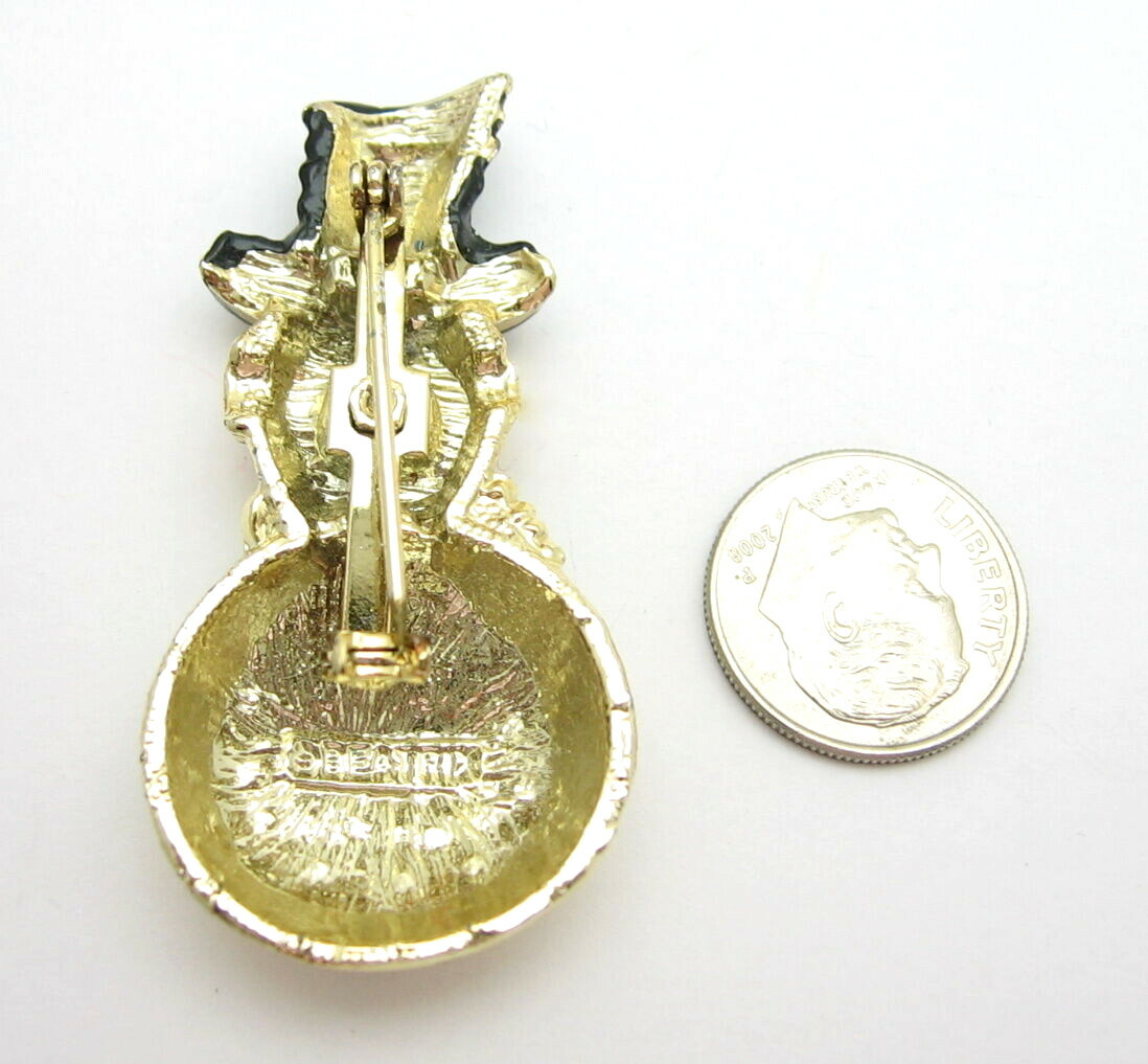 BEATRIX Christmas SNOWMAN BROOCH Vintage Winter PIN Goldtone ...