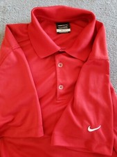 Nike Dri-Fit Golf Polo Shirt Men's Medium Red Athletic Golf Shirt