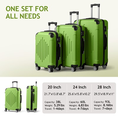 3in1 set 20'' 24'' 28'' Hardshell Travel Luggage Sets Spinner Wheel Suitcase