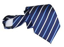 Mens Boys Skinny Zipper Tie Wedding Solid Color Easier One Size Navy Stripe