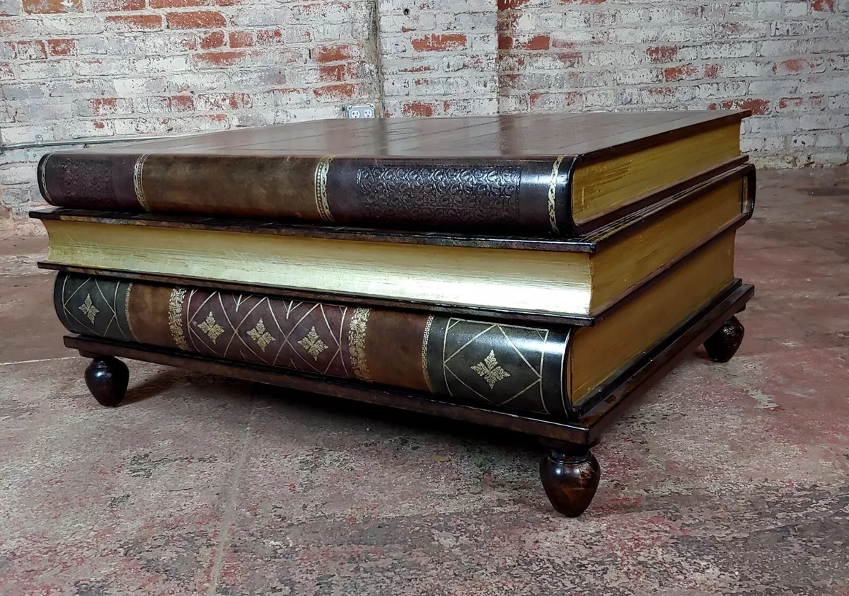 Maitland Smith Stacked Leather Books Form Coffee Table