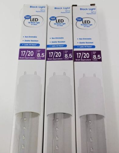 3x UV LED Black Light Tube Bulb T8 T12 8.5 Watts Fluorescent Replacement - Picture 1 of 7