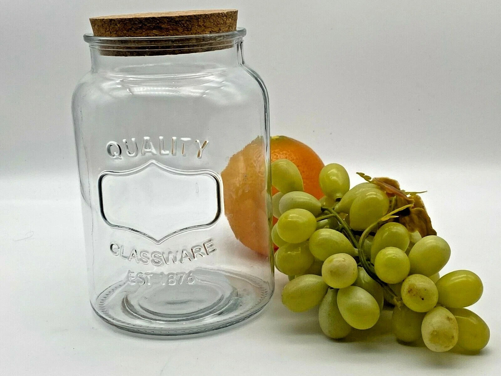 Glass Jar Cork Lid Quality Glassware Transparent Retro Vintage Style Kitchen