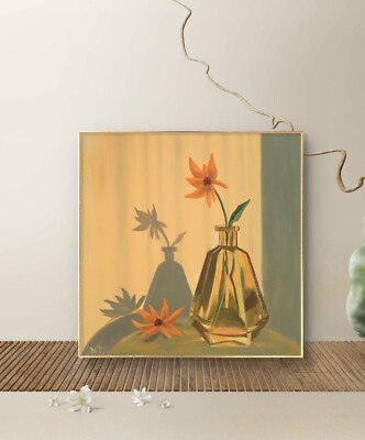 Painting Flowers In Vase Original Hand Painting Wall Decor Still Life Modern Art