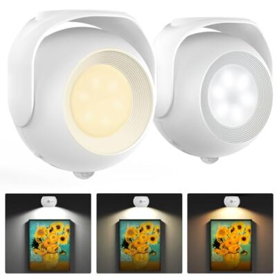 2 Pcs Motion Sensor Rechargeable Wall Mounted Lights, 3200mAh LED Wall Cream