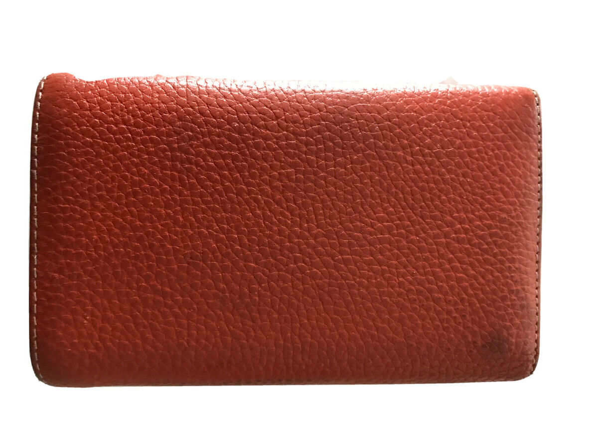 HERMES Orange Leather Dogon Purse Folded Wallet Clutch HERMES Orange Leather Dogon Purse Folded Wallet Clutch