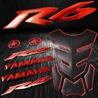 Sets Chromed Red Fuel Tank Pad +8" 3D Logo+Letter+for YZF-R6/R6S Emblem Sticker