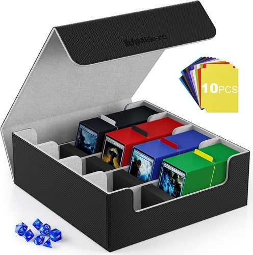Stylish Trading Card Storage Box with Magnetic Closure and 10 Dividers - Grey - Picture 3 of 9