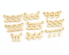 2 pcs Numbers, Numerical Charms, Connector Pendant Shiny Gold Plated Brass S397
