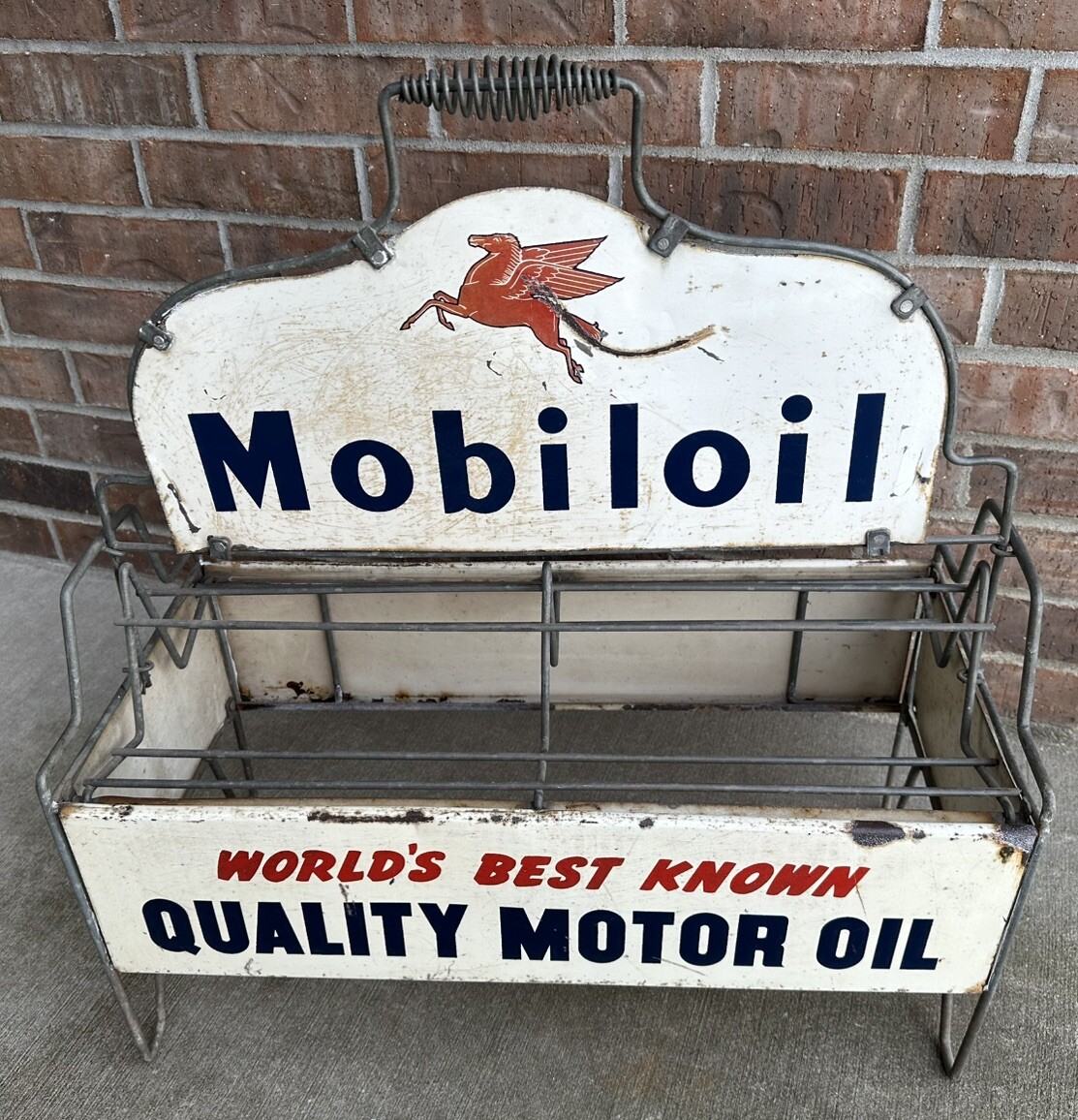 Vintage MobilOil Oil Can / Bottle Original Motor Oil Rack Sign
