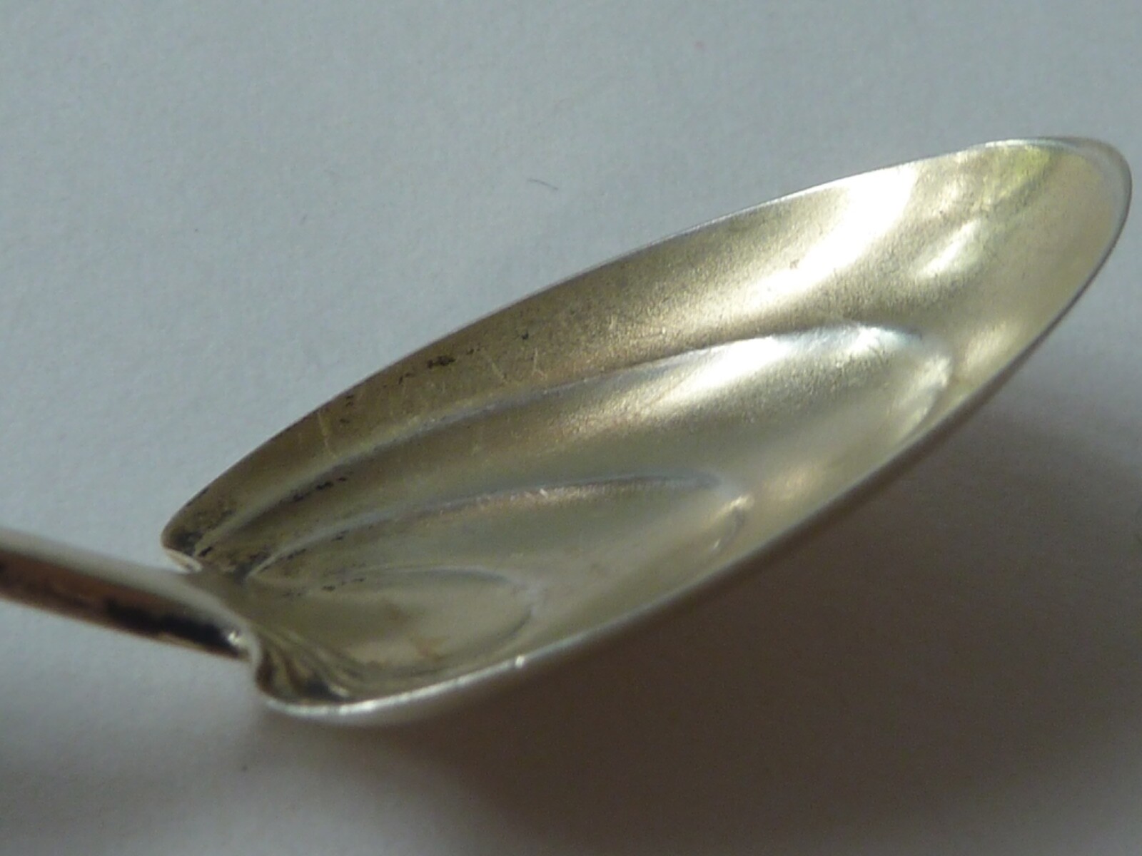 WHITING STERLING DEMITASSE SPOON, CHRYSANTHEMUM & LEAVES ON HANDLE, GILT BOWL