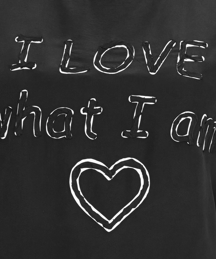 ABITO NUOVO CON ETICHETTE $470 LOVE MOSCHINO MISTO SETA NERO SLOGAN RICAMATO US 4 IT 40