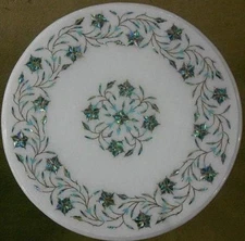 12" marble Corner Table Top Semi Precious Stones Inlay Home Decor