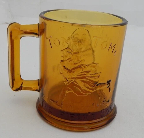 Vintage Tiara Children's Humpty Dumpty Tom Tom Piper's Son Amber Glass Cup Mug