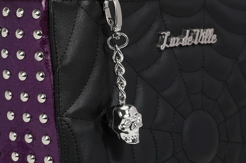 Lux de Ville Borsa ragno media in nero e viola scintillante - Foto 3 di 5