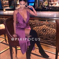 ZARA NEW SATIN MIDI SLIP DRESS V-NECK STRAPPY BACK PURPLE SMALL