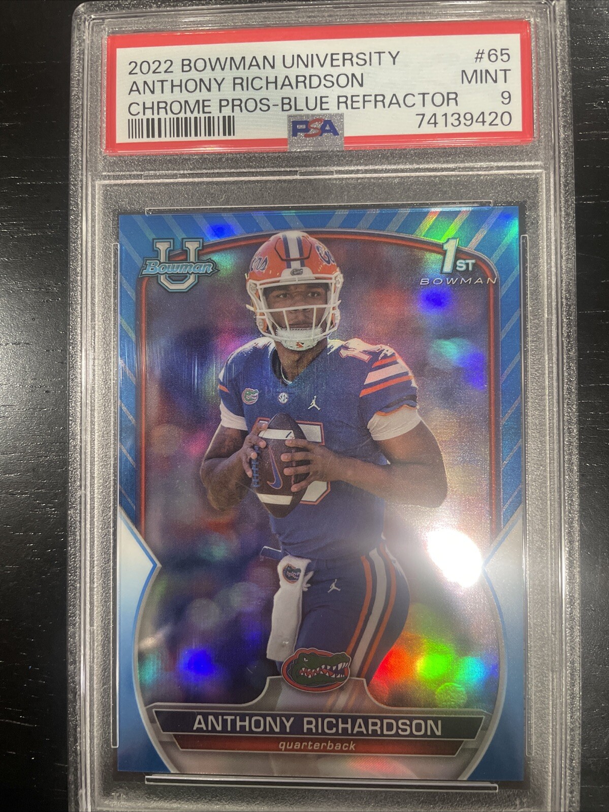 2022 Bowman Chrome University U Anthony Richardson PSA 9 #65 Blue Refractor /199