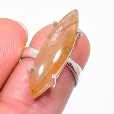 Rutilated Quartz Gemstone Handmade 925 Sterling Silver Jewelry Ring Size 6 US 