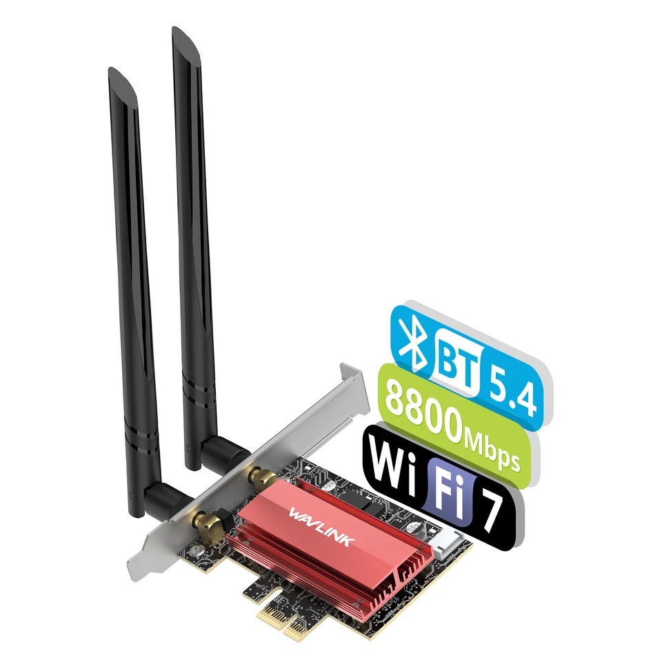 WAVLINK BE8800 WLAN 7 PCIe-Karte Tri-Band BE200 Netzwerkadapter Bluetooth 5.4 MU-MIMO