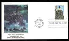 SPLIT ROCK LIGHTHOUSE 1995 FLEETWOOD CACHET FDC UNADDR
