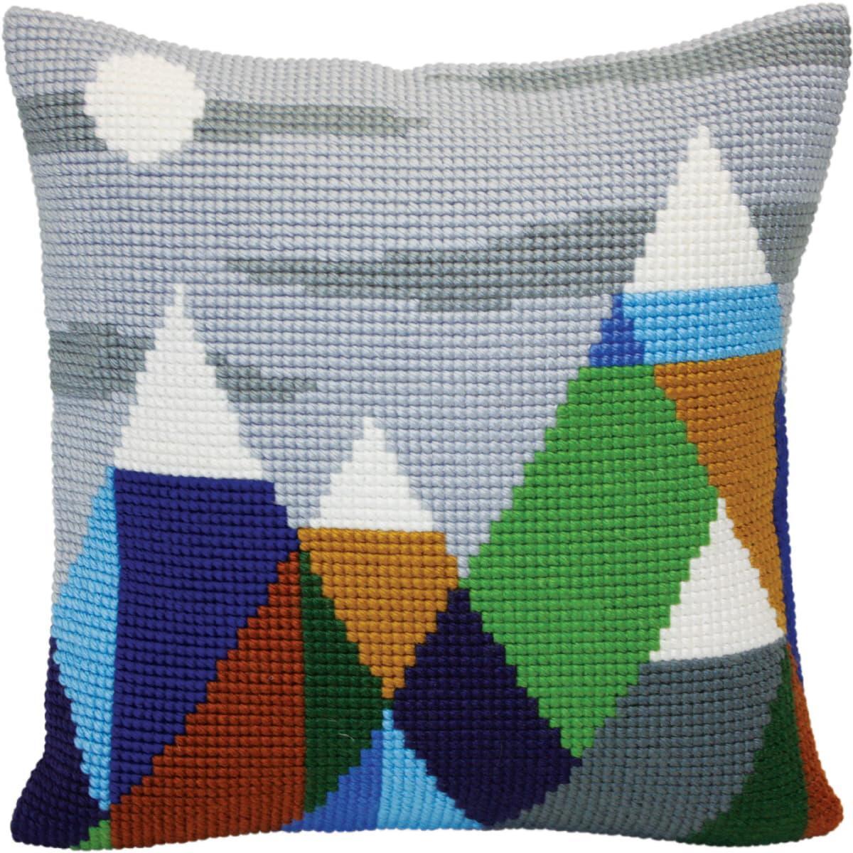 CdA stamped cross stitch kit cushion ""Mountaintops"" 5416, 40x40cm, DIY