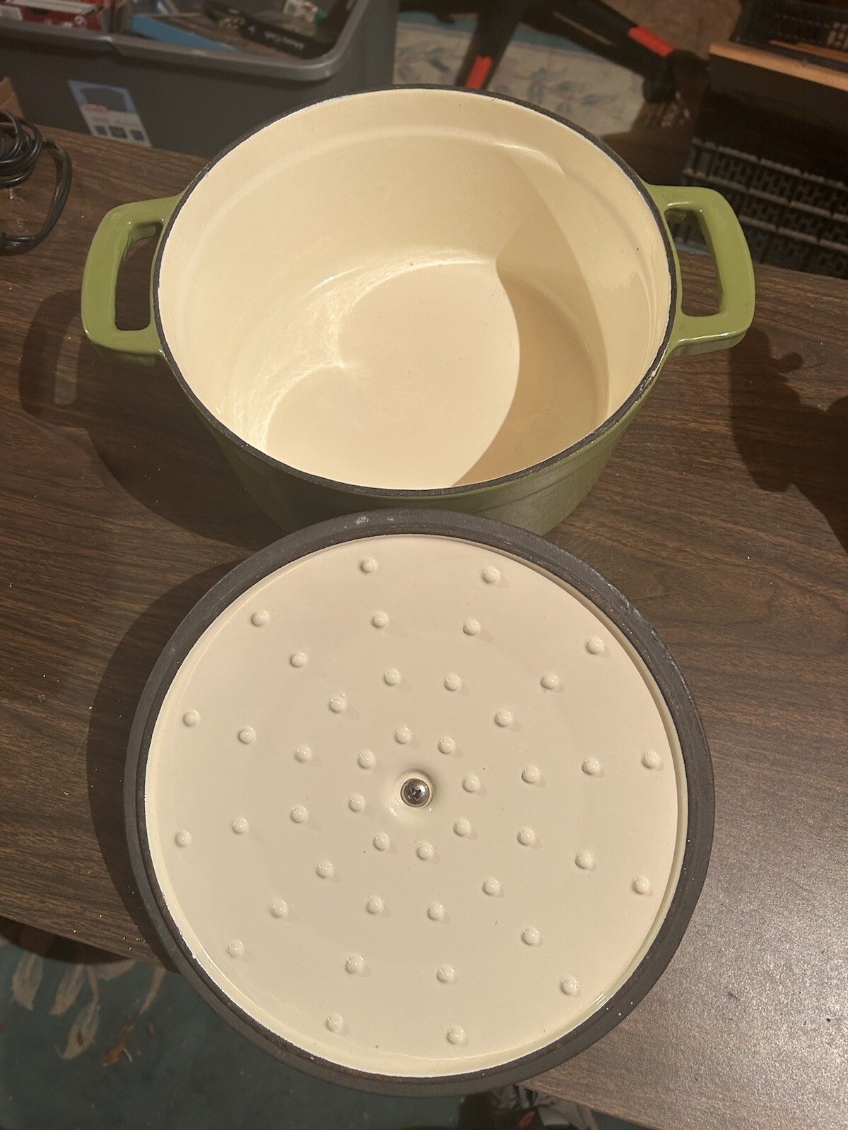 Food Network Dutch Oven Enameled Cast Iron Round Stock Pot Apple Green