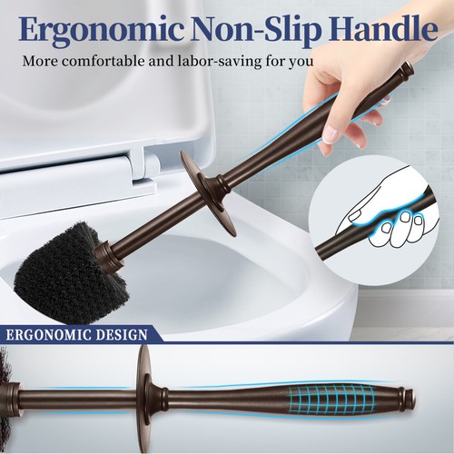 HOMEMAXS 2 Pack Brush With Holder Good Grip Plastic Bowl Brush Set for Bathroom