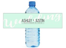 Mint Wedding Water Bottle Labels Engagement Party Bridal Shower   