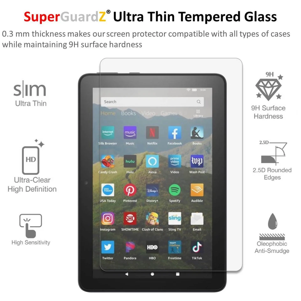 Tempered Glass Screen Protector Guard For Amazon Fire HD 8 Plus (10th Gen, 2020) - Image 3 of 4