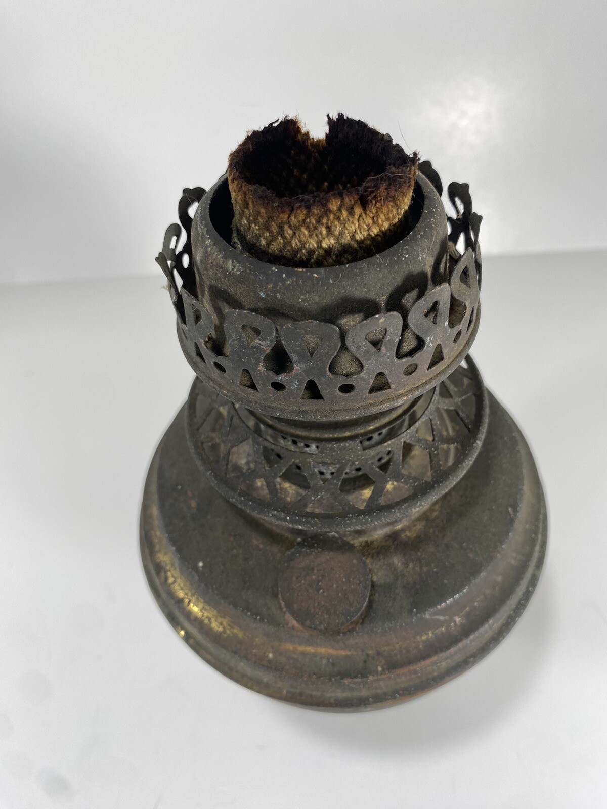 Rare Antique Brass Oil Lamp Post Mountable Original Wick eBay