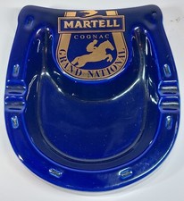 SETON POTTERY Vintage Martell Cognac Grand National Blue Ceramic Ashtray