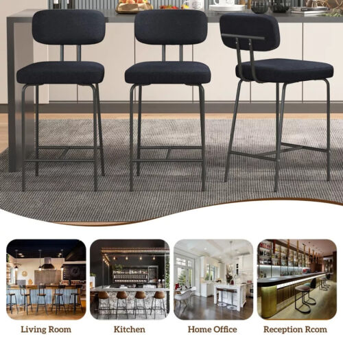 Set of 2/3/4 Line Fabric Kitchen Stools Counter Height Barstools with Back 27'' - Picture 30 of 31