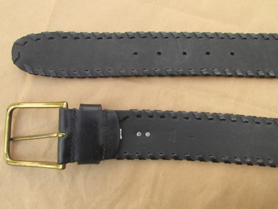 Lauren Ralph Lauren Black Leather & Brass Metal Whipstitched  display picture 1