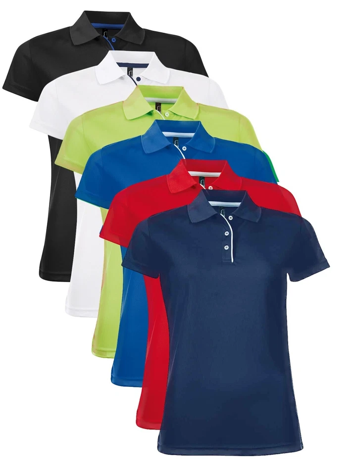 Sols Damen Damen Performance Polyester Kontrast Piqué Polohemd - Bild 1 von 1