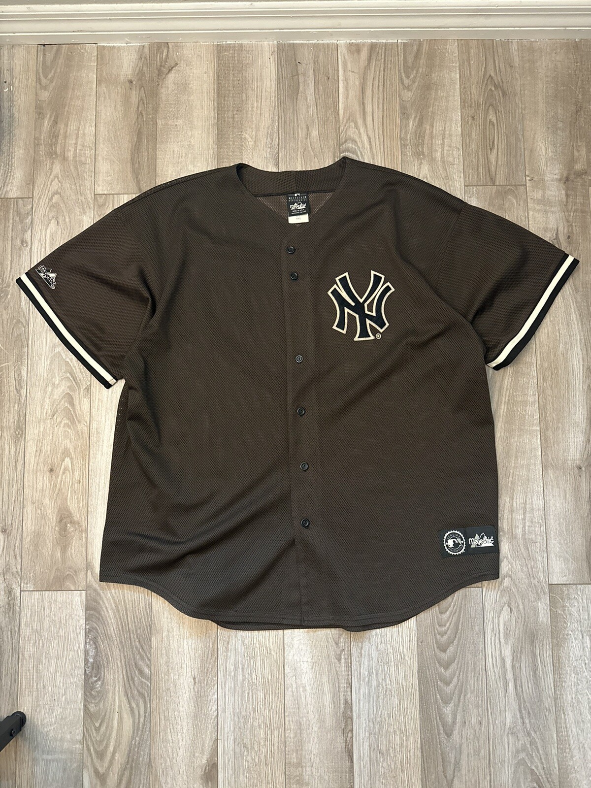 Vintage Majestic New York Yankees Blank Jersey Mens XXLarge Brown USA Made RARE