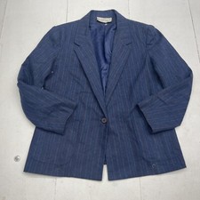 Vintage The Wyndham Collection Navy Blue Pinstriped Blazer Women  s Size XS/S