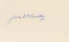 Joe McCarthy- Signed Notecard (HOF 1957)