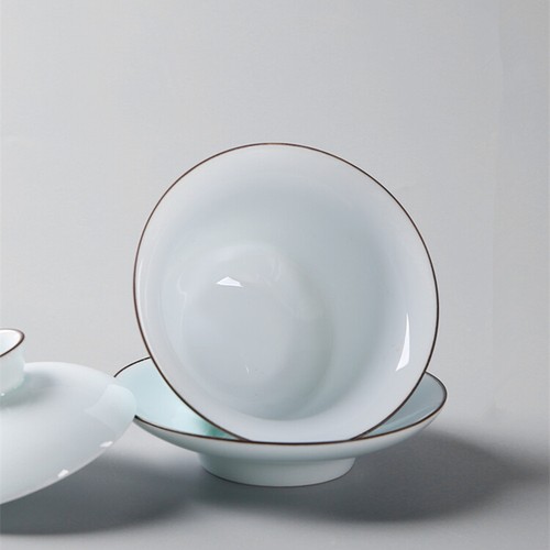 Jingdezhen Porzellan Gaiwan Tasse Untertasse Massiv Blumendruck China Schüssel Tureen Neu - Bild 12 von 26