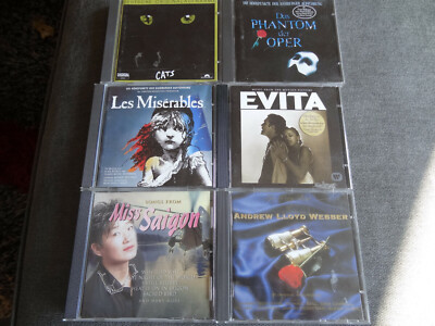 A.L.Webber Musical EVITA-Les Miserables-CATS-Phantom der Oper-Miss Saigon~6 CDs