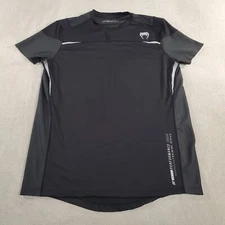Venum Shirt Mens Medium Black Short Sleeve Performance Stretch UFC MMA BJJ *