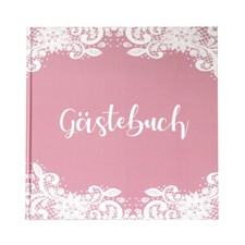 Gästebuch Rosa mit weißer Spitze Hochzeit Vintage Boho