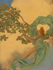 MAXFIELD PARRISH Art Poster or Rolled Canvas Print "GIRL ON A SWING"