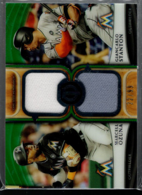 2018 Hommage Doppelt Player Relics Grün # Dros Giancarlo Stanton Marcell Ozuna /