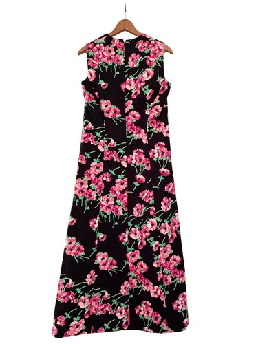 ADELE SIMPSON 70s Sleeveless Maxi Dress Floral Print A-Line Vintage Size 12 - Picture 2 of 9