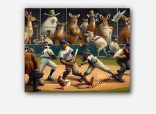Baseball Player MLB humorous & surreal twist anthropomorphized Art #3 Reprint